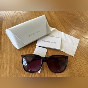 Michael Kors Oversized Sunglasses in Dark Brown with Burgundy Lenses